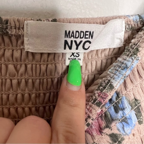 Madden NYC Floral Milkmaid Coquette Ruffle Smocked  Dress XS #3 - Picture 7 of 10